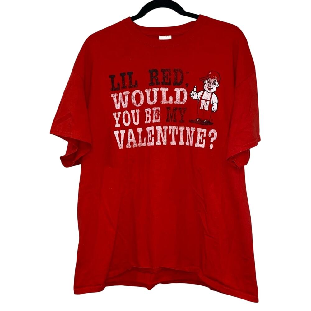 Nebraska Cornhuskers Shirt XL Red Graphic Tee Lil Red Would You‎ Be My Valentine
